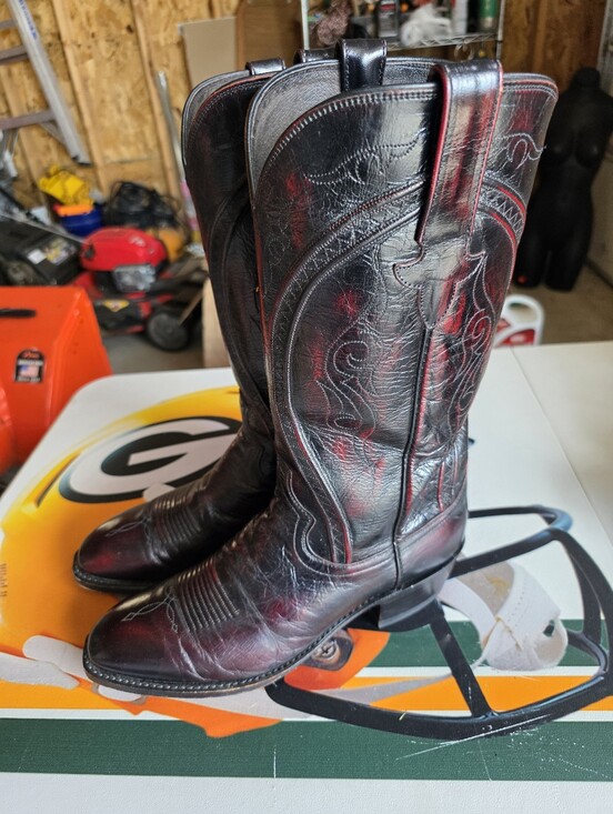 Vintage Cherry Black  Dant Post Cowboy Boots